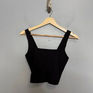 SMOOTHEZ BY AERIE square neck crop tank in black size S